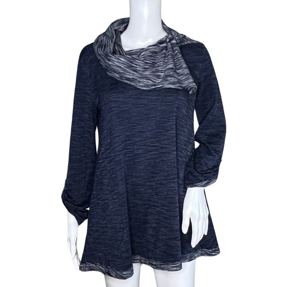 Soft Surroundings Sweater Women Small Blue Weekending Cowl Pullover Tunic Casual